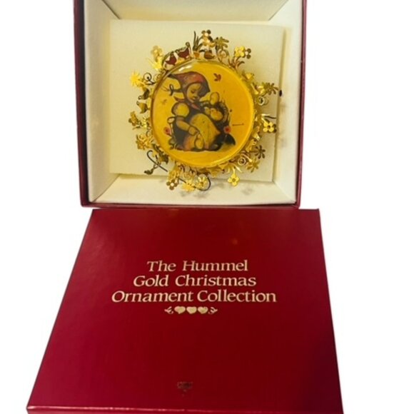 Danbury Mint Hummel Gold Christmas Ornament Figurine Goebel 1986 vtg Chick Girl - Picture 1 of 4